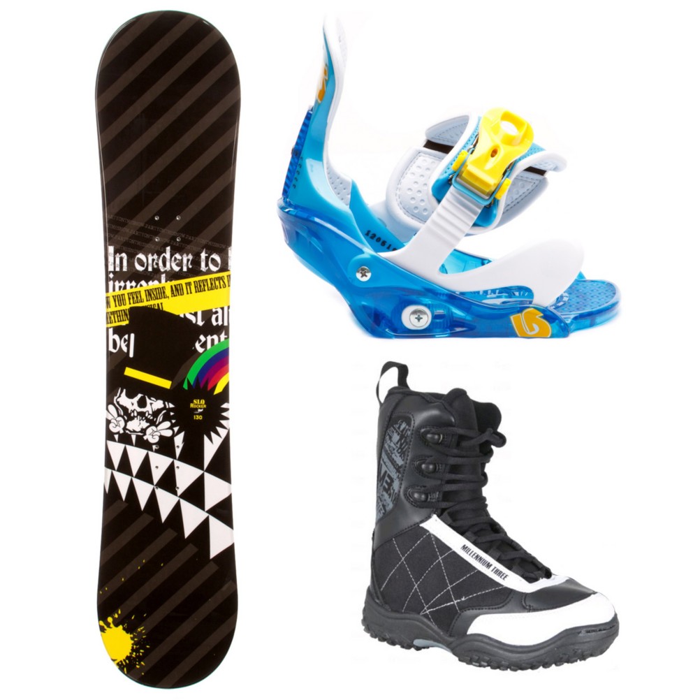 SLQ Black Rainbow Kids Complete Snowboard Package 2013, , medium