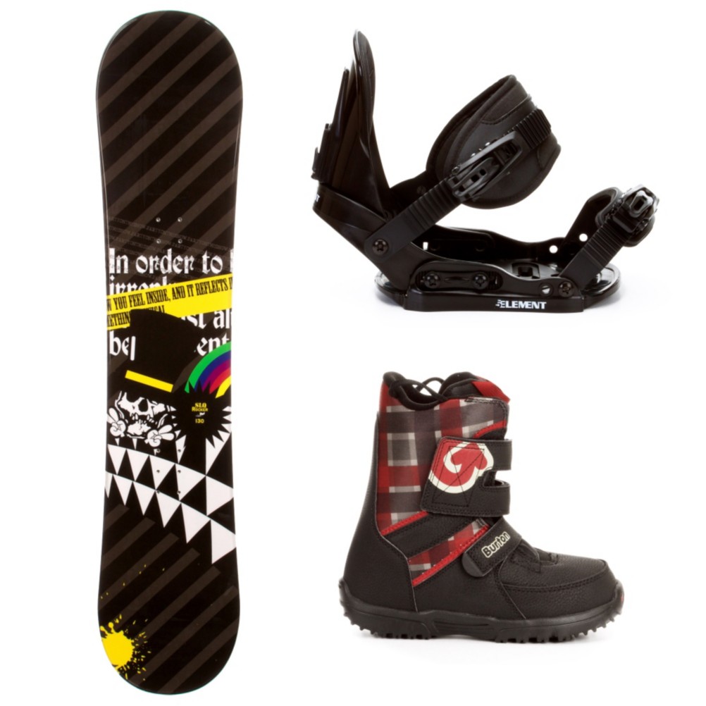 SLQ Black Rainbow Kids Complete Snowboard Package 2013, , medium