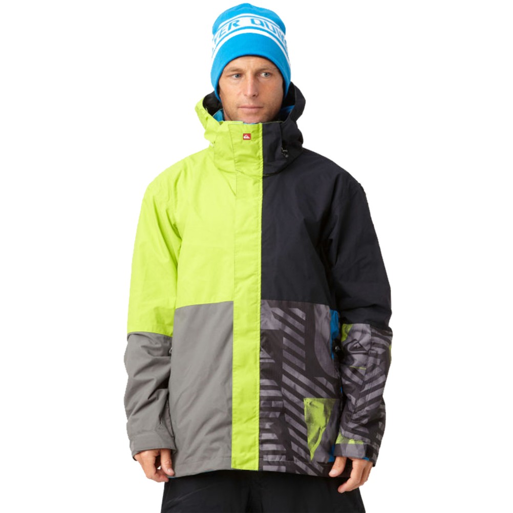 Quiksilver Quarter Mens Insulated Snowboard Jacket, Lime, medium
