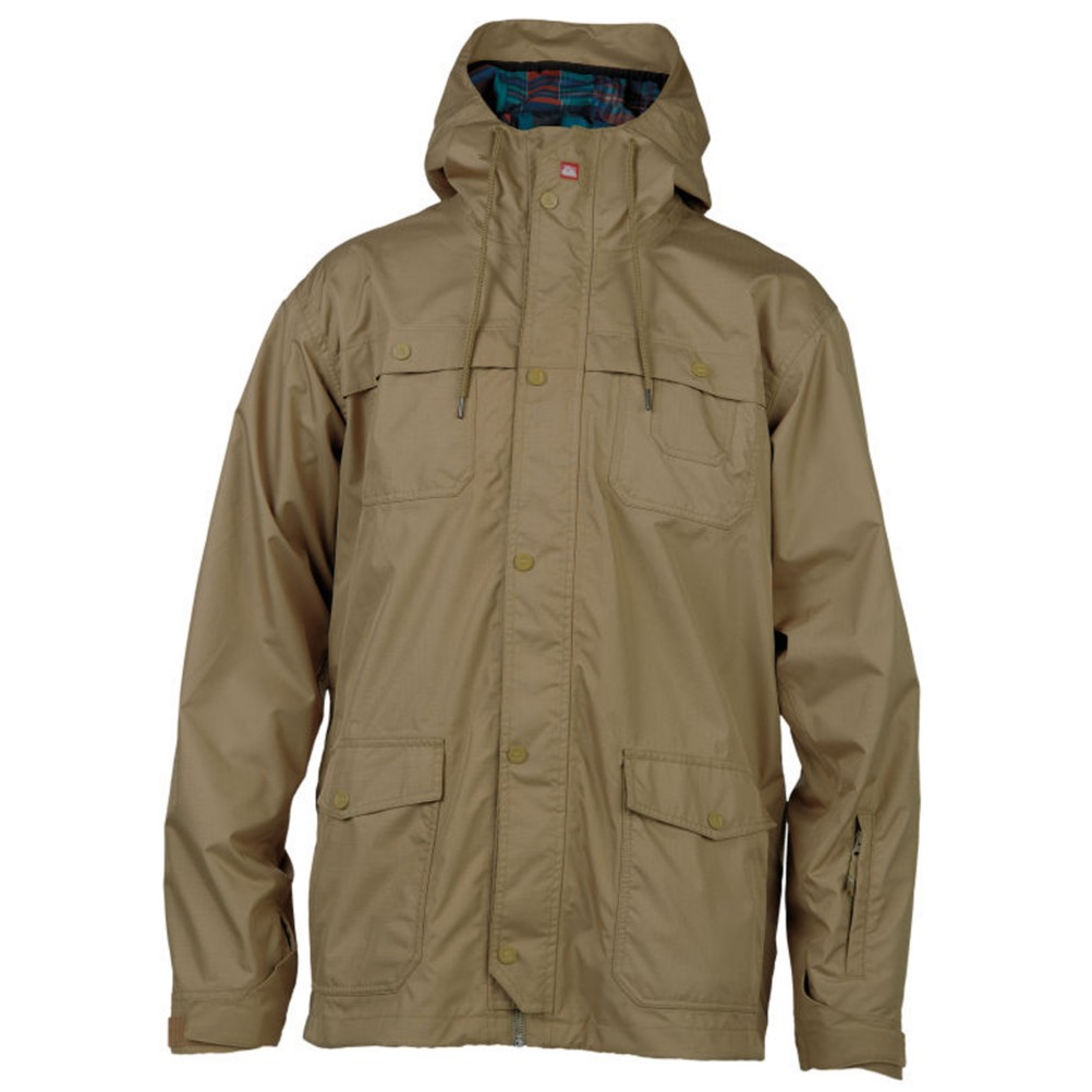 Quiksilver Rocks Mens Shell Snowboard Jacket, Khaki, swatch