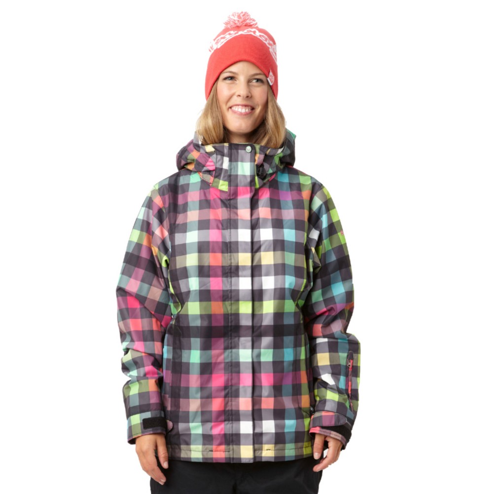 Roxy Jet Womens Insulated Snowboard Jacket, Multi Gingham, swatch