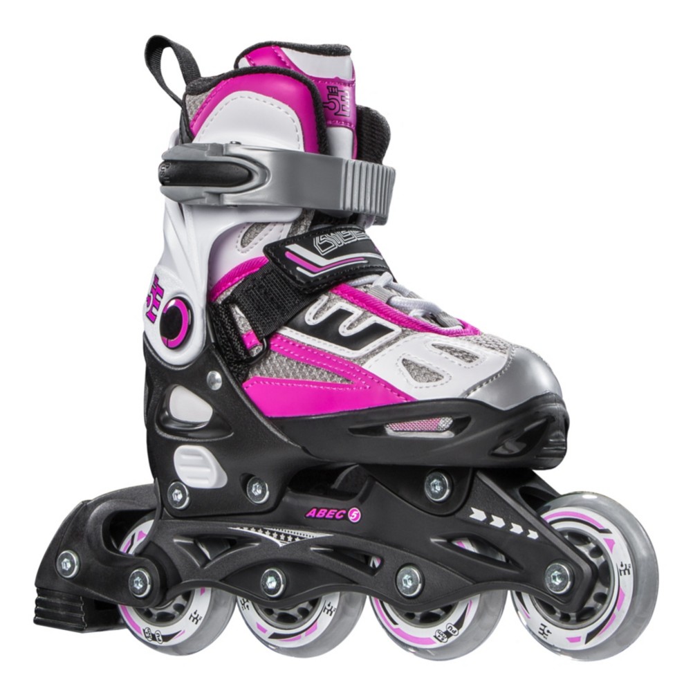 5th Element G2-100 Adjustable Girls Inline Skates, White-Pink, 256