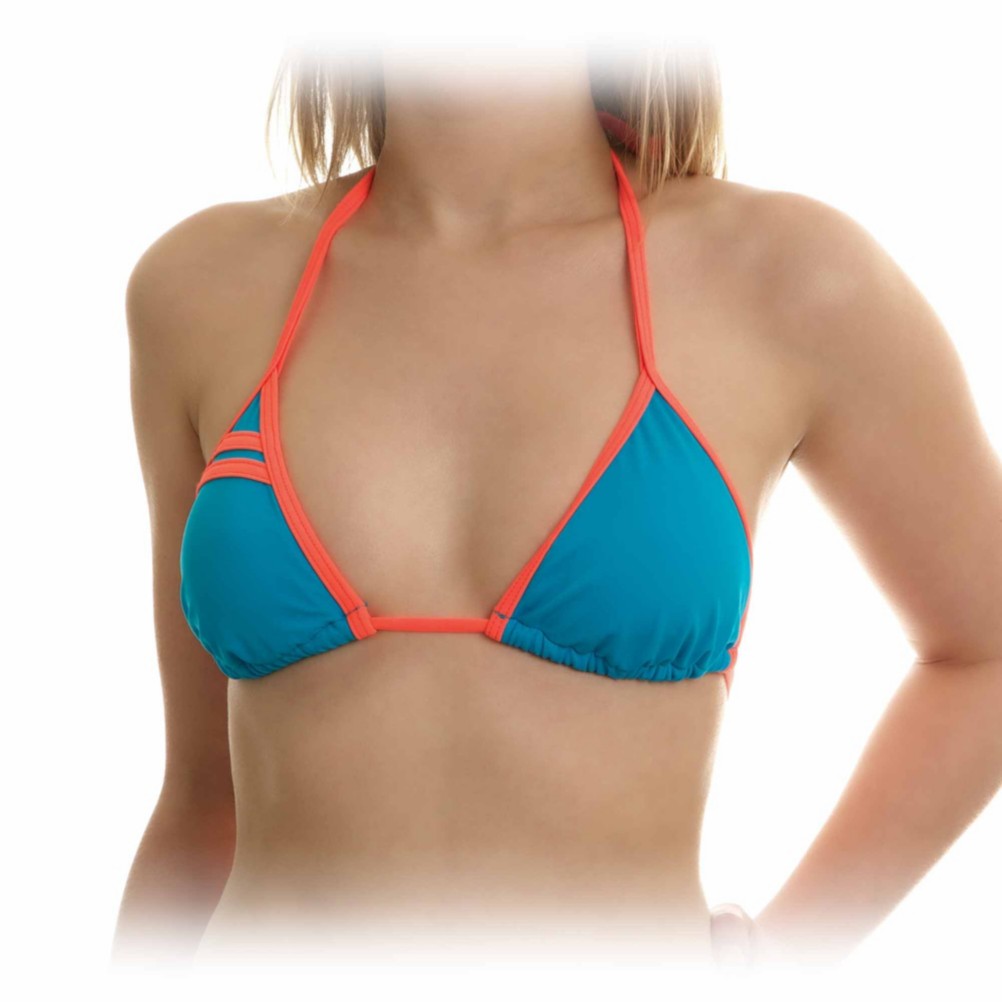 Hurley Block Party Tri Party Bathing Suit Top, Blue, medium