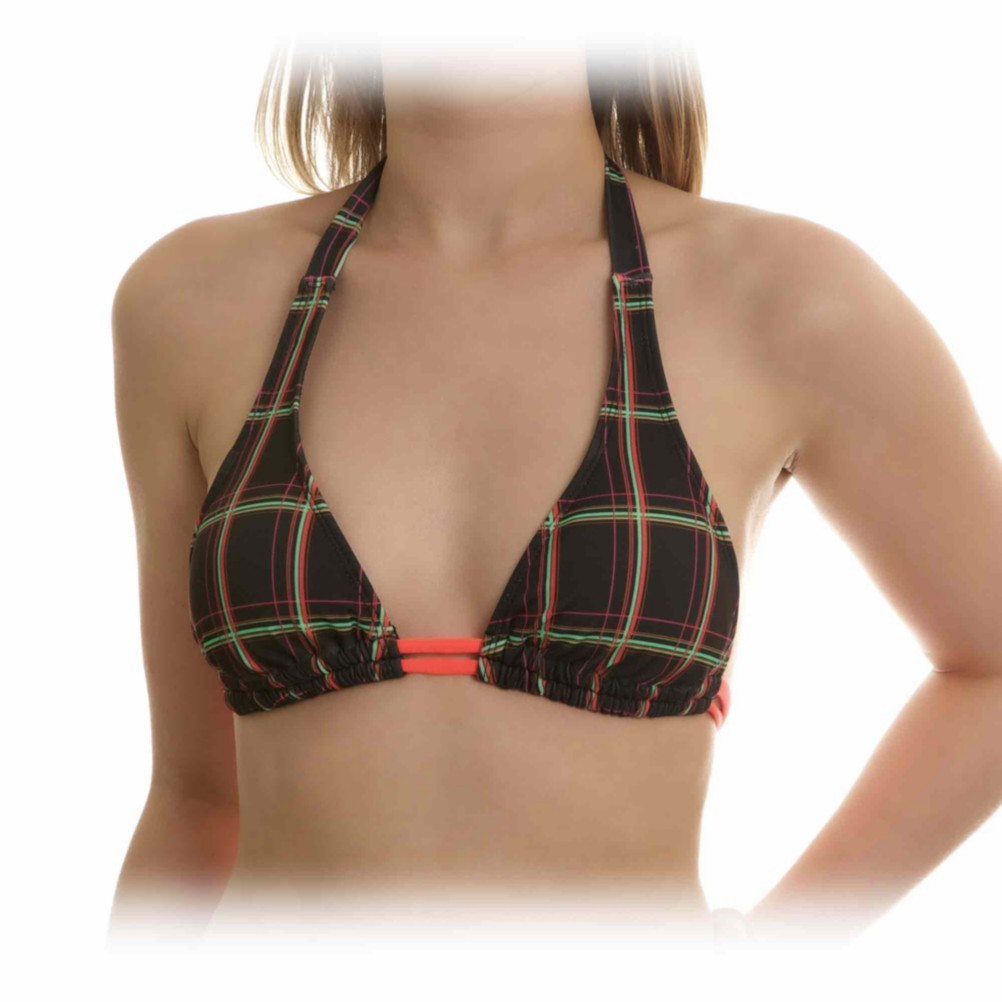 Hurley One & Only Plaid Halter Bathing Suit Top, , medium