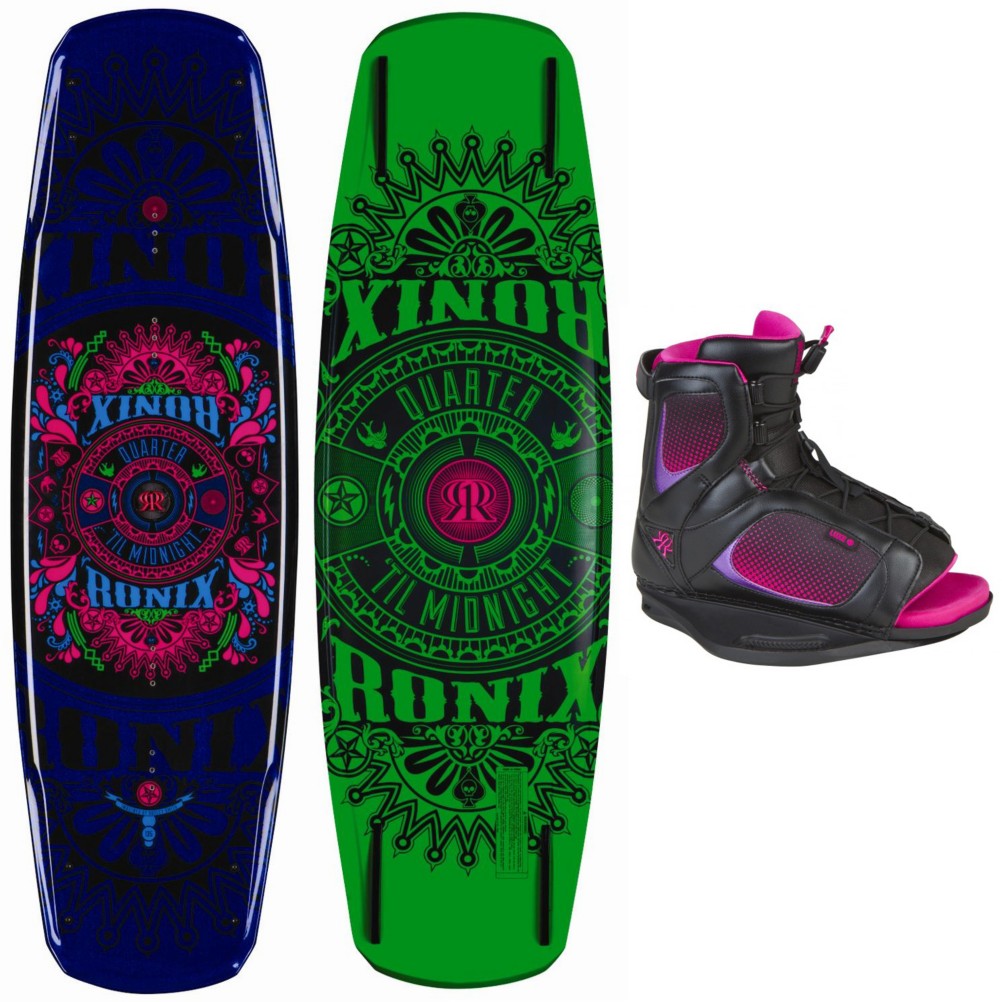 Ronix Quarter Til Midnight Wakeboard With Ronix Luxe Boot Womens Wakeboard Bindings 2013, , medium