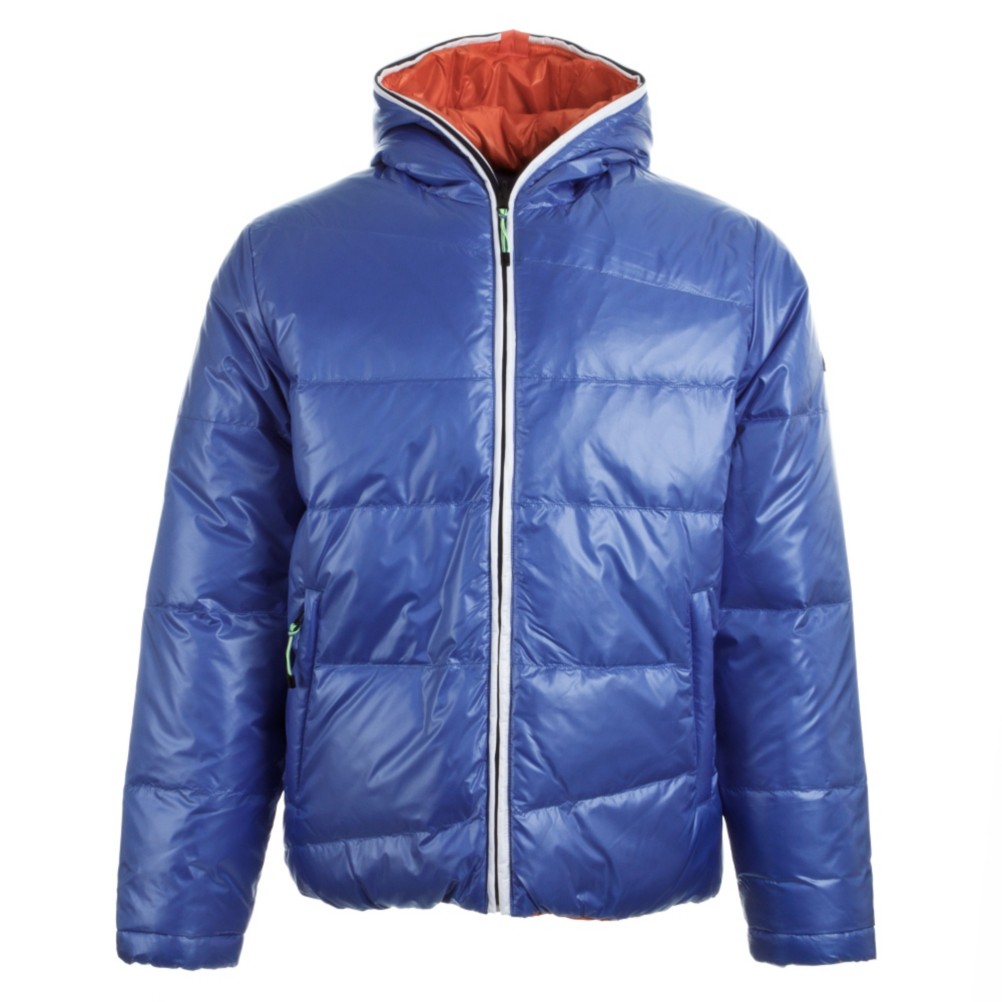 KJUS Spin Down Mens Jacket, Amparo Blue-Red Orange, swatch