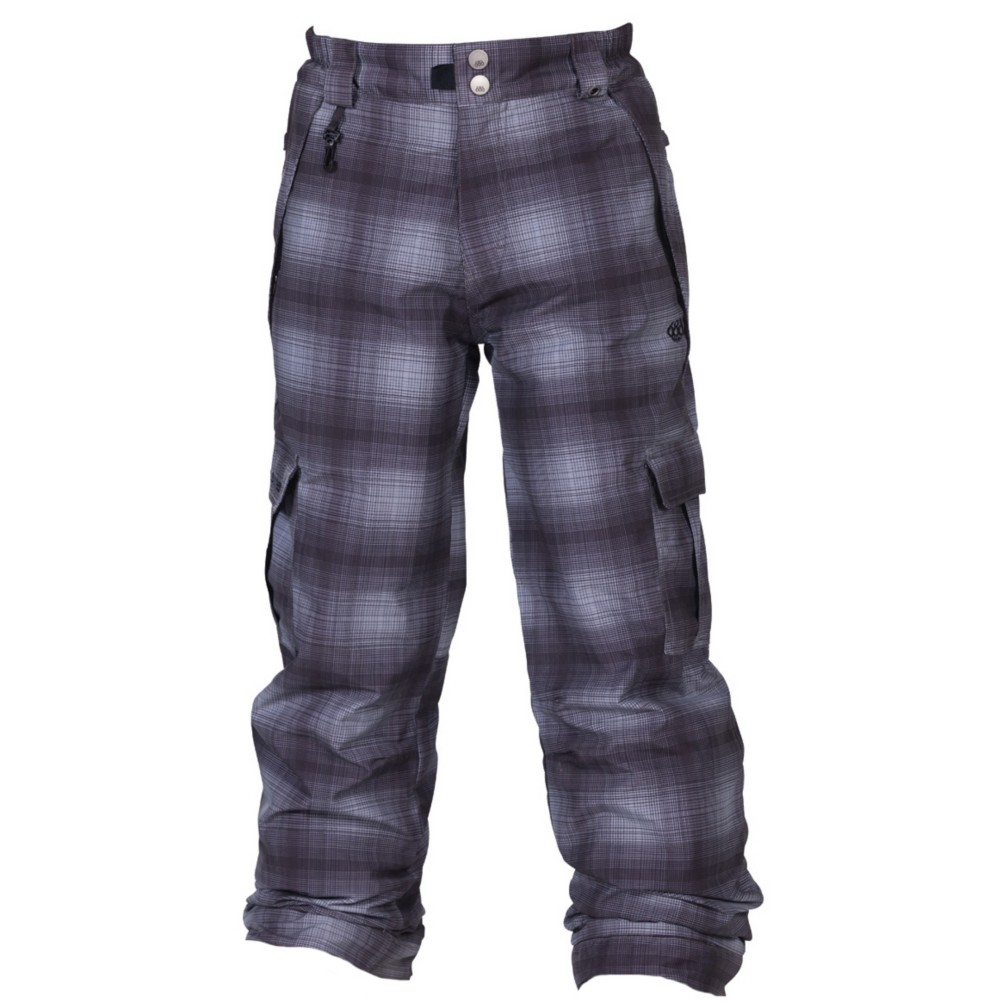 686 Mannual Ridge Kids Snowboard Pants, Grey Ombre Plaid, medium