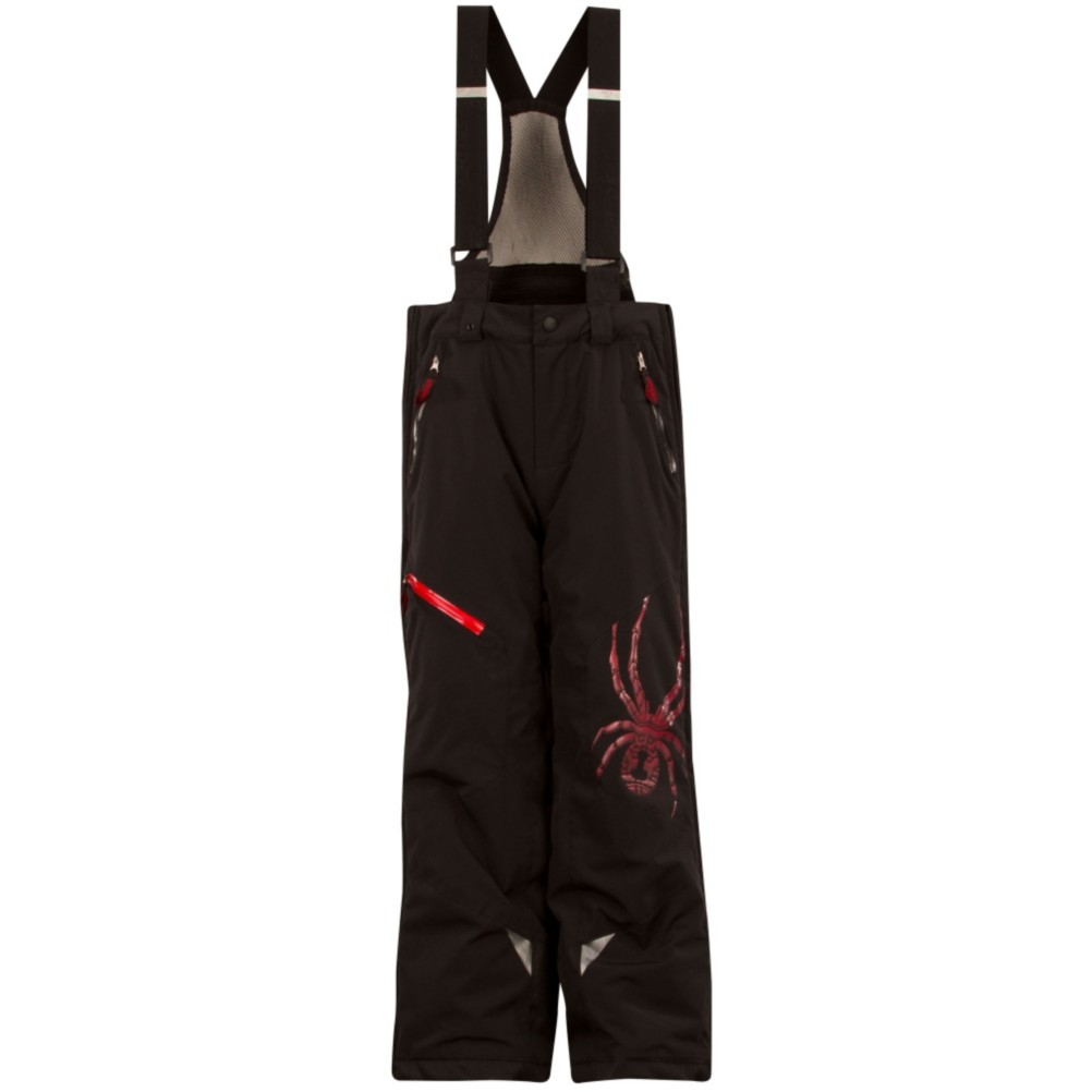 Spyder Avenger Kids Ski Pants, Black-Red, medium