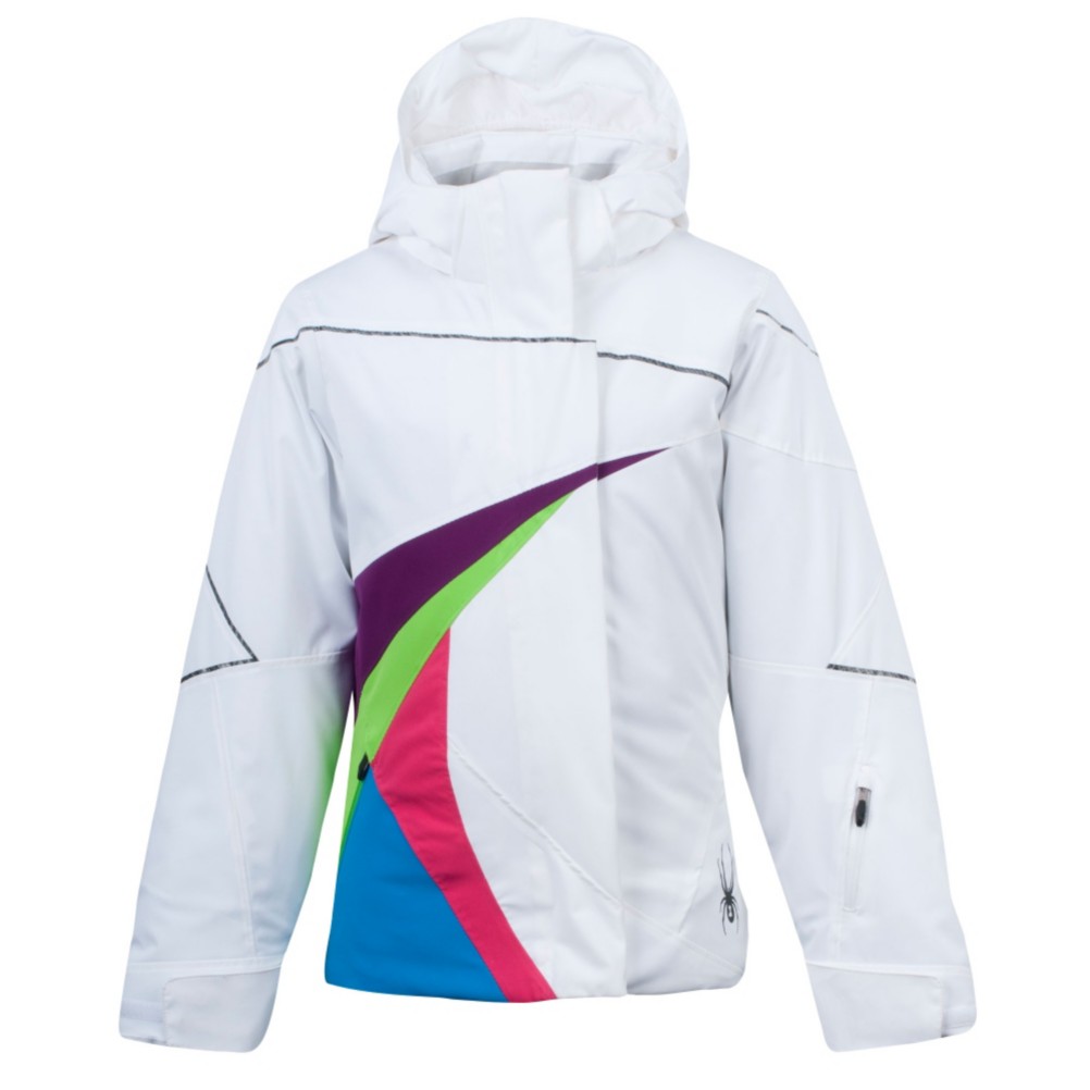 Spyder Jesst In Time Girls Ski Jacket, White-Gypsy-Green Flash, swatch