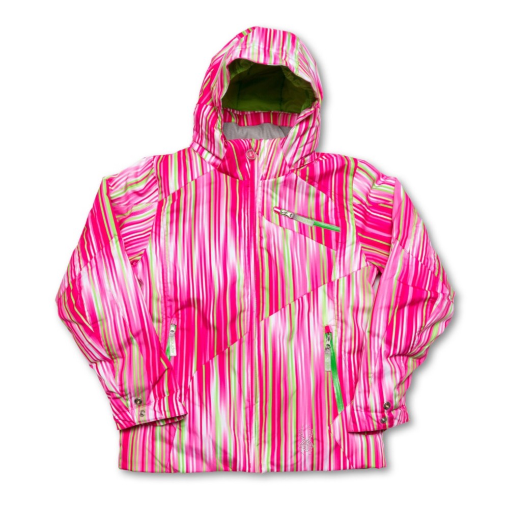 Spyder Mynx Girls Ski Jacket, Diva Pink Speedlines-Green, swatch