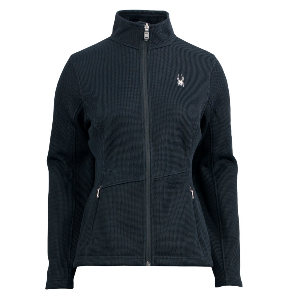 Spyder Full Zip Plush Womens Sweater, Black-Black, medium