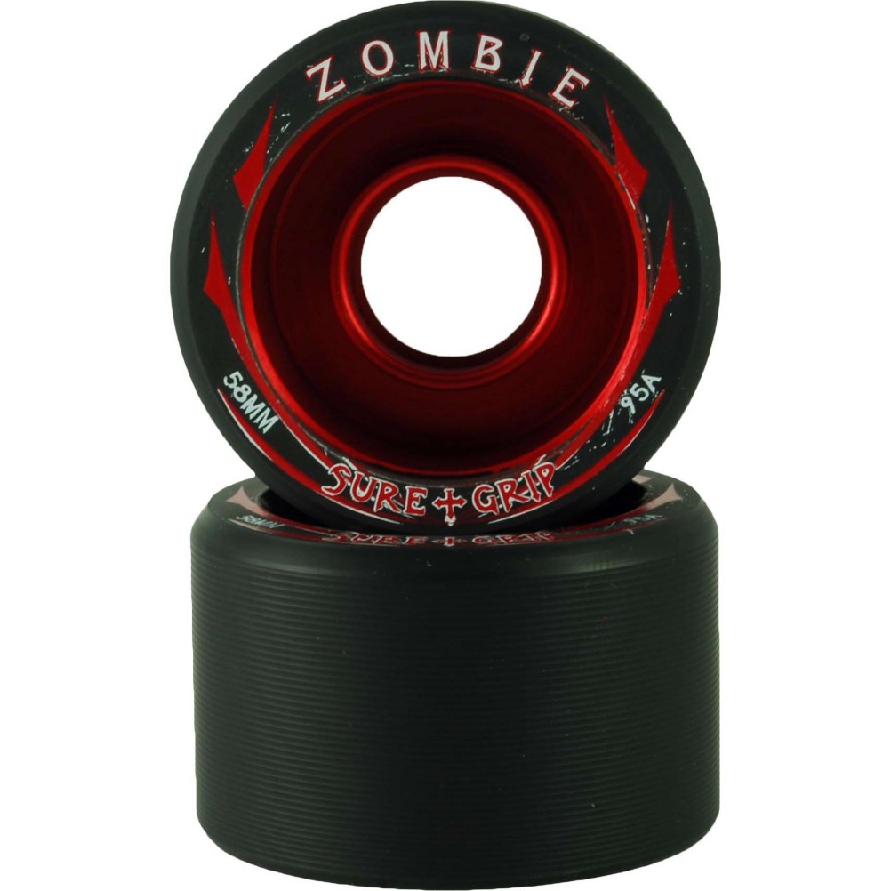 Sure Grip International Zombie Roller Skate Wheels - 8 Pack 2013, Black-Red, swatch
