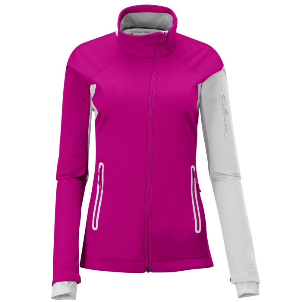 Salomon Active IV Womens Soft Shell Ski Jacket, Fancy Pink-White-White, swatch