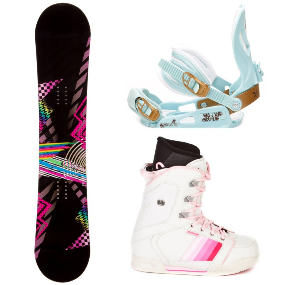 SLQ Reborn Black Hybrid Womens Complete Snowboard Package, 5.0, swatch