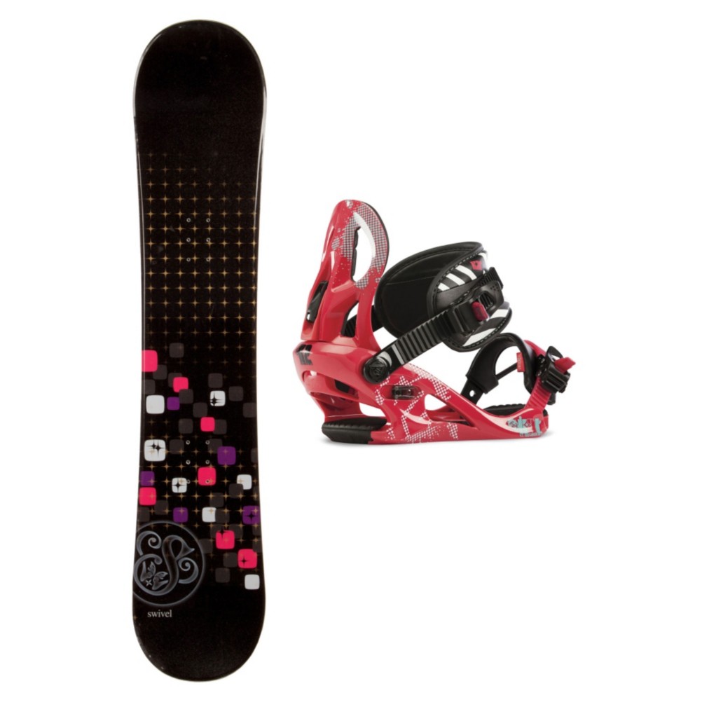 Swivel Sparkle Black Girls Snowboard and Binding Package, , medium