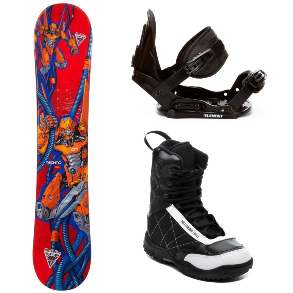 Black Fire Techno Kids Complete Snowboard Package, , medium