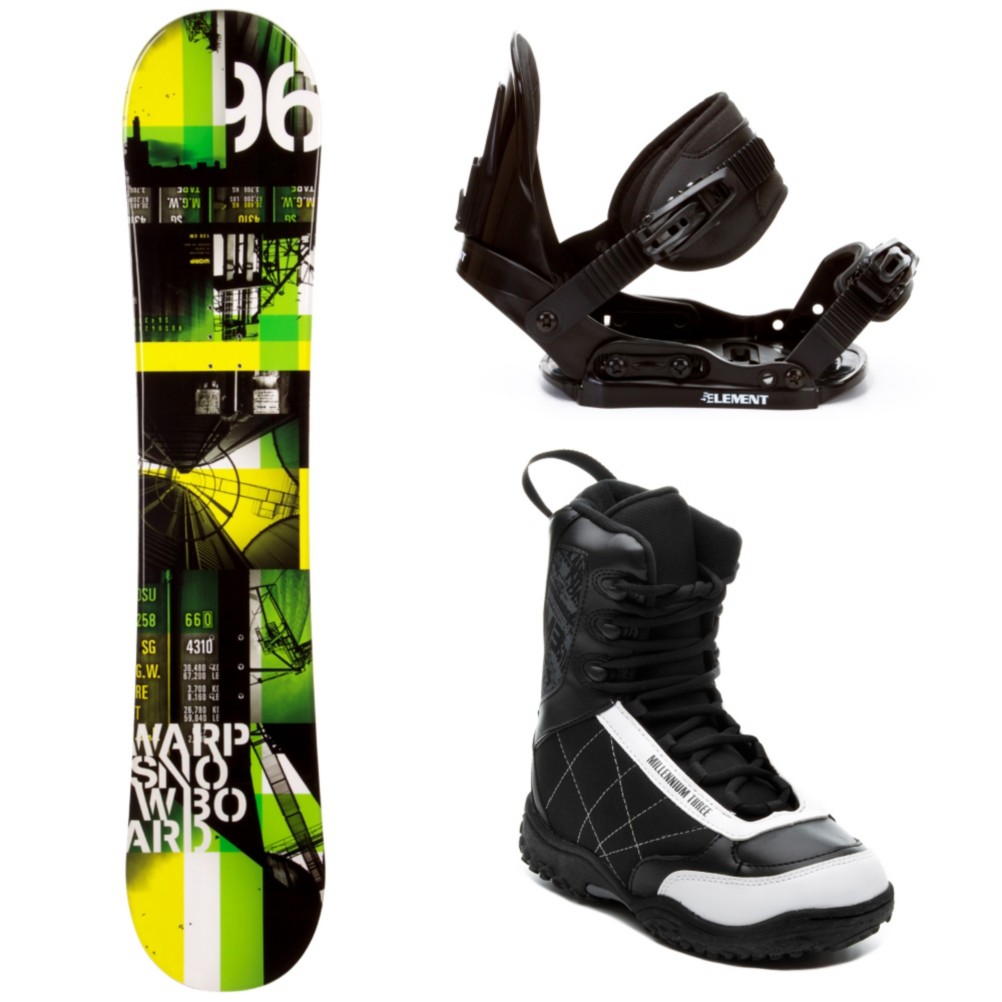 WDRP Warp Green Kids Complete Snowboard Package, , medium