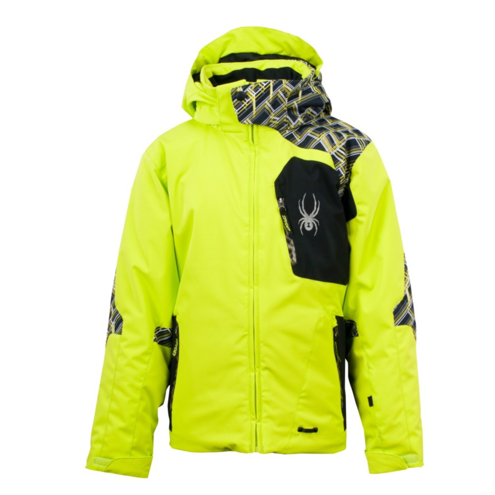 Spyder Cosmos Boys Ski Jacket, Sharp Lime-Black-Lime Mosaic, swatch