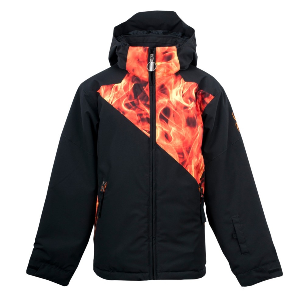Spyder Armageddon Boys Ski Jacket, Black-Squeeze Inferno Print, swatch