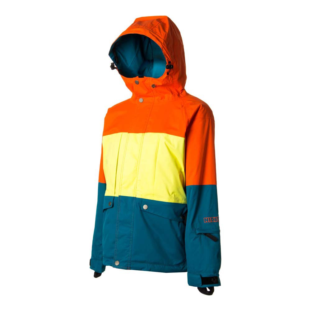 Nikita Monarch Womens Insulated Snowboard Jacket, Nasturtium-Limelight-Ocean, medium