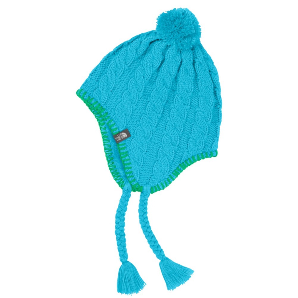 The North Face Fuzzy Earflap Kids Hat, Turquoise Blue, swatch
