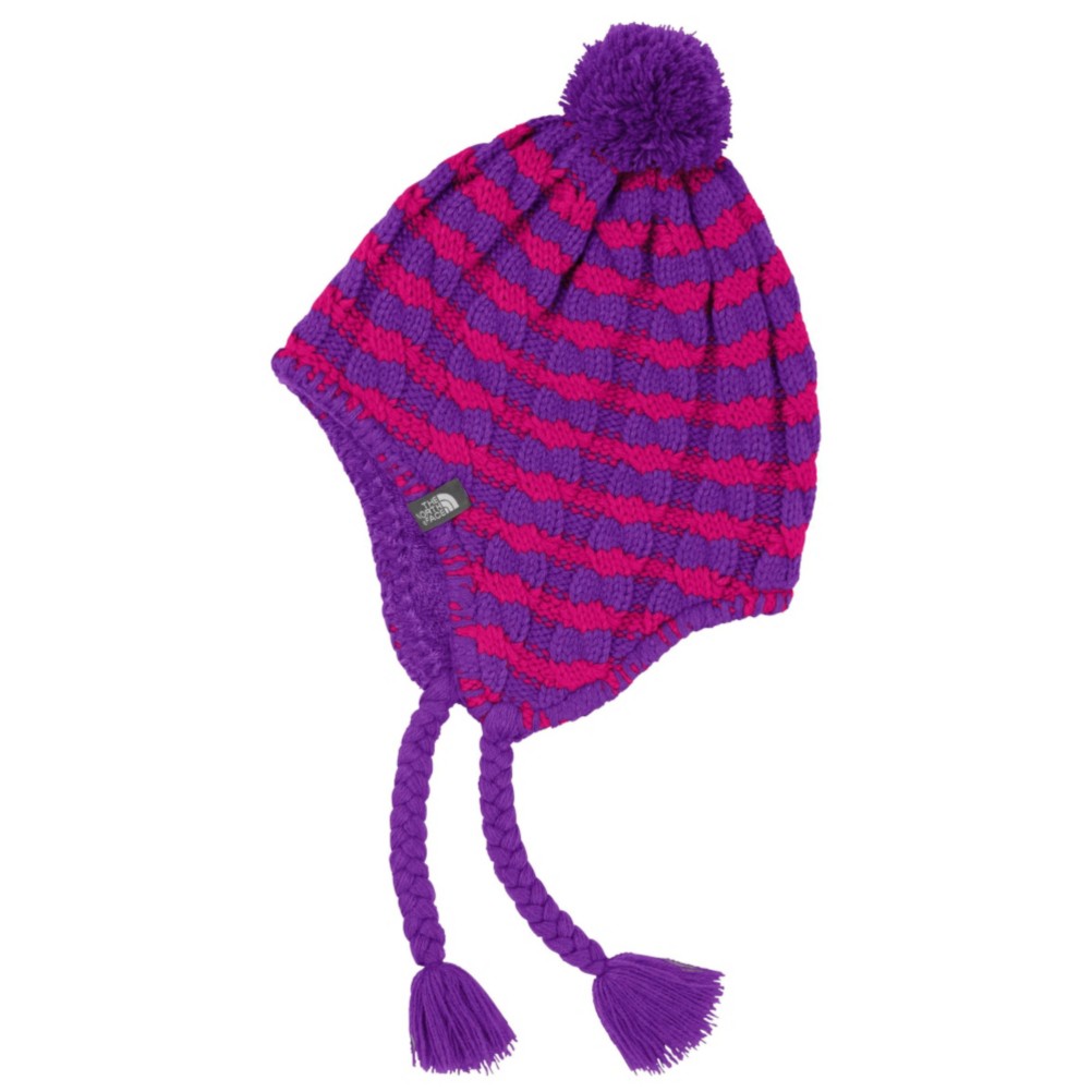 The North Face Fuzzy Earflap Kids Hat, Pixie Purple Stripe, swatch