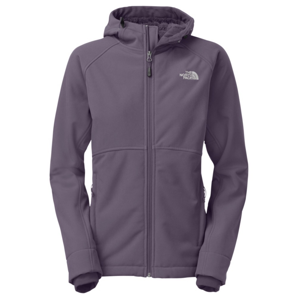 The North Face Powerdome Hoodie Womens Soft Shell Ski Jacket, Greystone Blue, swatch