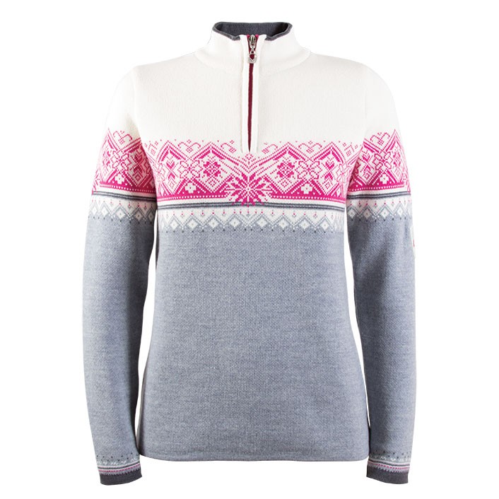 Dale Of Norway St. Moritz Feminine Womens Sweater, Grey Melange-Schiefer-Off Whit, 256