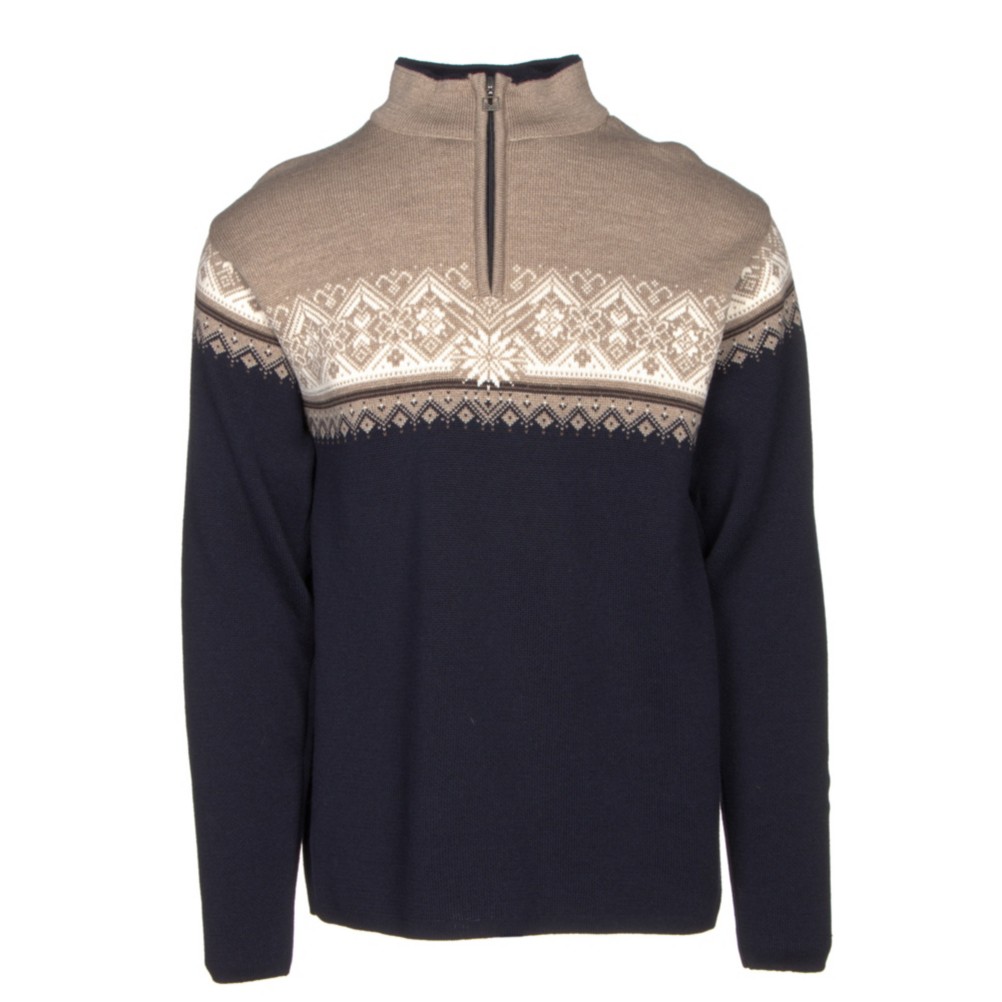 Dale Of Norway St Moritz Masculine Mens Sweater, Navy-Beige-Bronze Melange-Off, 256
