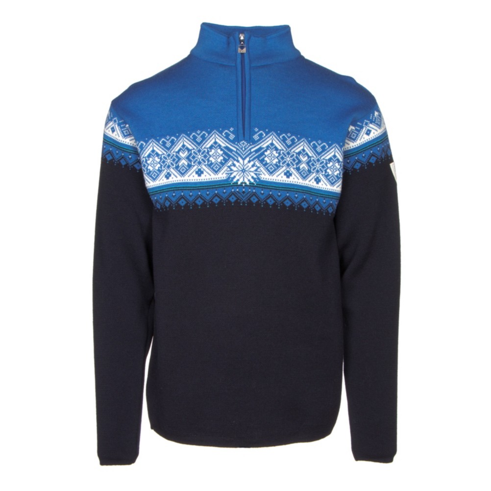 Dale Of Norway St Moritz Masculine Mens Sweater, Navy-Sochi Blue-Cobalt-Off Whi, 256