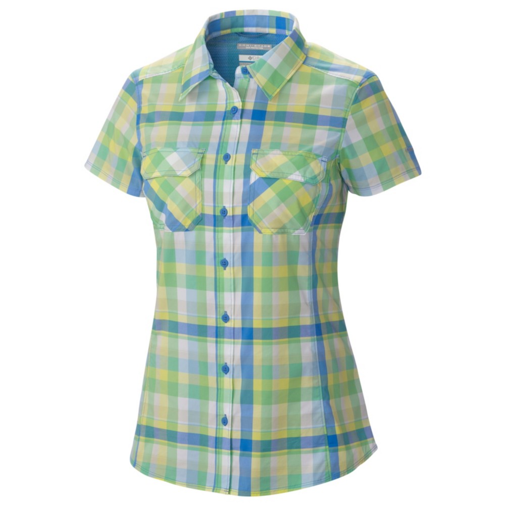 Columbia Saturday Trail III Short Sleeve Womens Shirt, Harbor Blue Plaid, 256