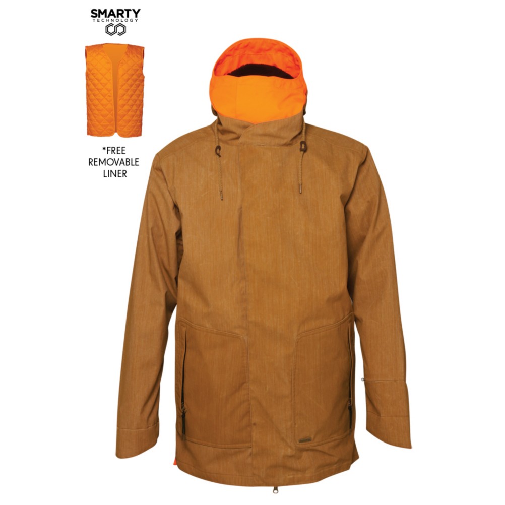 686 Parklan Smarty Duffel Mens Insulated Snowboard Jacket, Duck Pigment Scratch Denim, 256