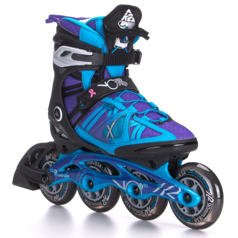 K2 VO2 90 Pro Womens Inline Skates 2017, Black-Blue-Purple, 256