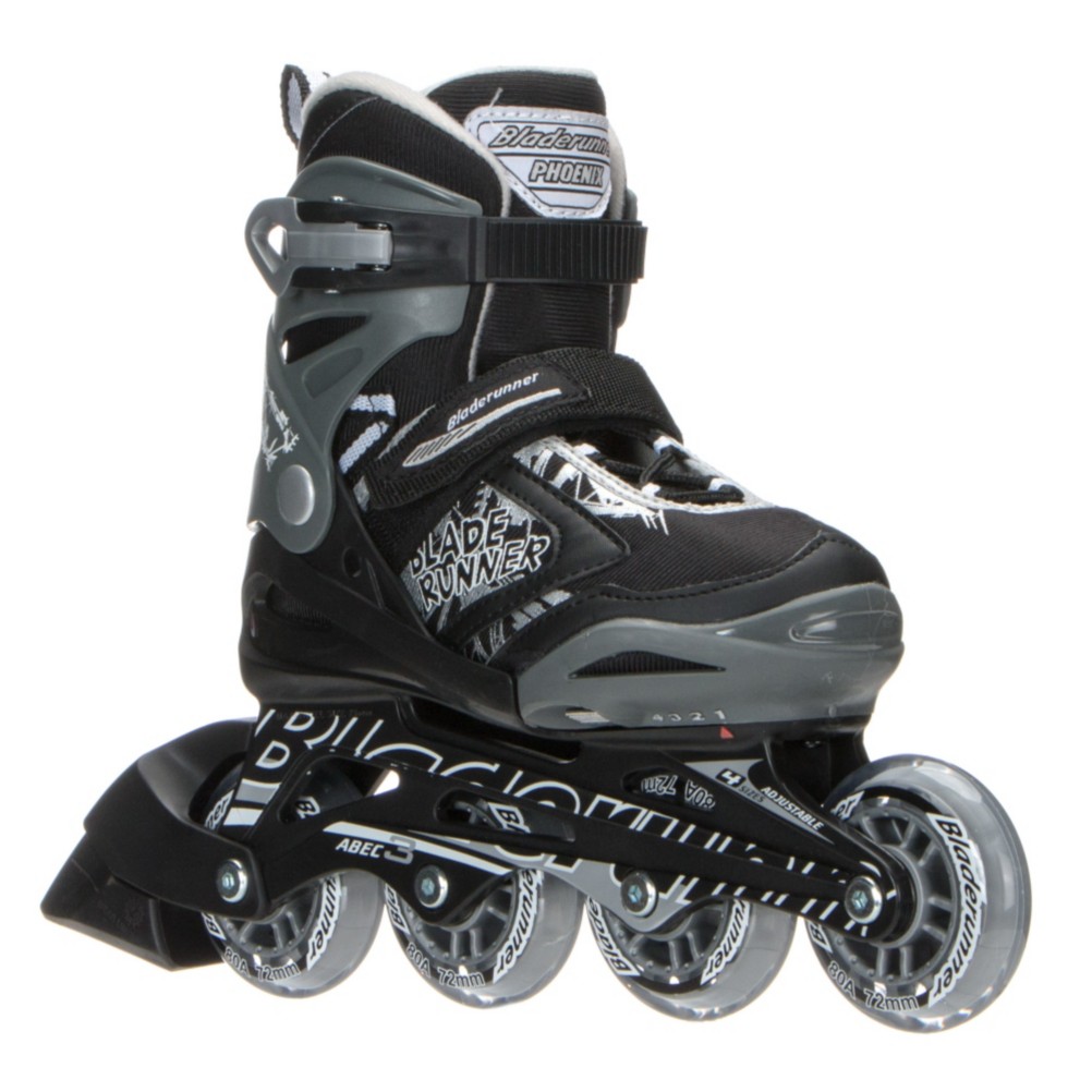 Bladerunner Phoenix Adjustable Kids Inline Skates 2017, Black-Silver, 256