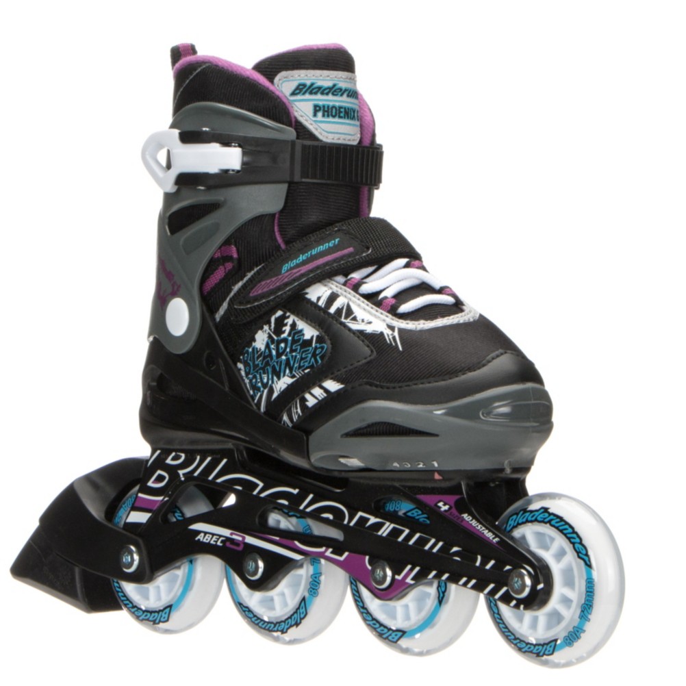 Bladerunner Phoenix Adjustable Girls Inline Skates 2017, Black-Purple, 256
