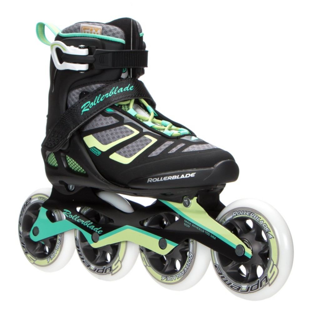 Rollerblade Macroblade 100 Womens Inline Skates 2017, Black-Light Green, 256