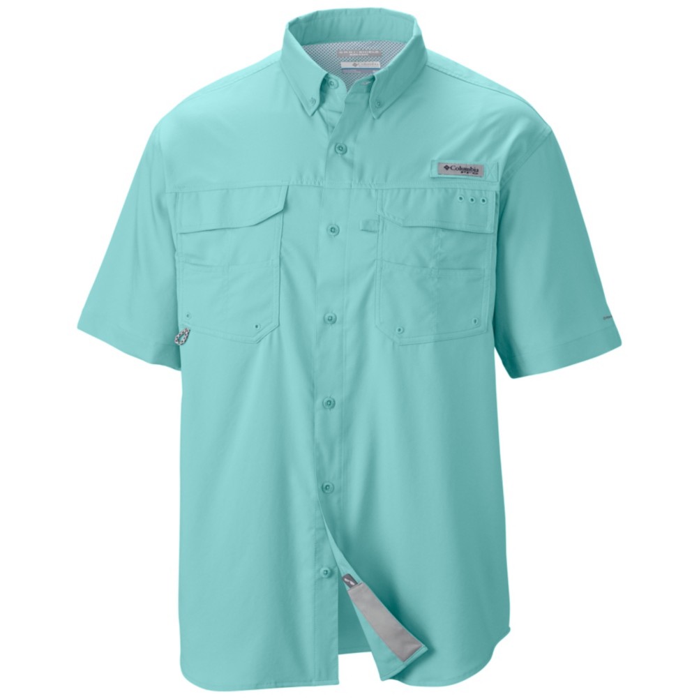 Columbia PFG Blood And Guts III Short Sleeve Mens Shirt, Gulf Stream, 256