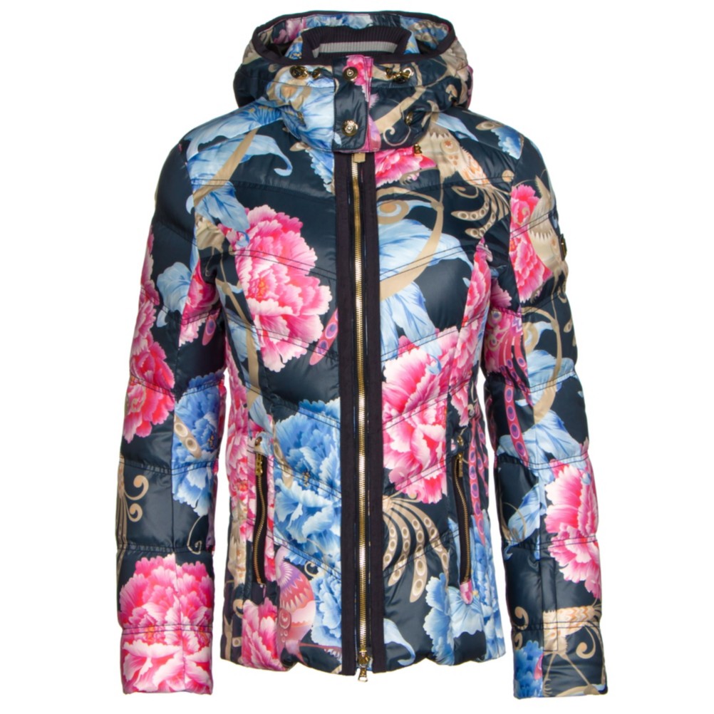 Bogner Cosma Down Womens Insulated Ski Jacket, Navy Floral, 256