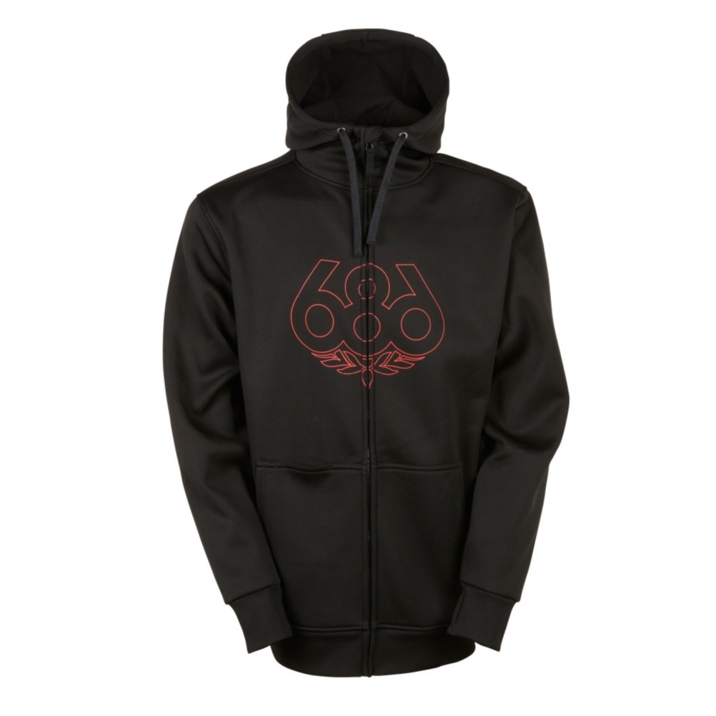 686 Icon Bonded Zip Fleece Mens Hoodie, Black, 256