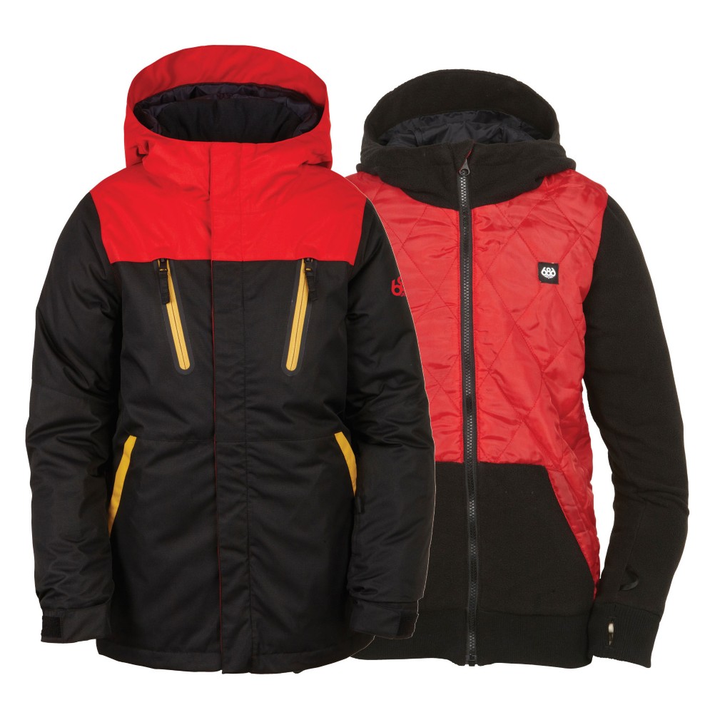 686 Smarty Merge Boys Snowboard Jacket, Black Colorblock, 256