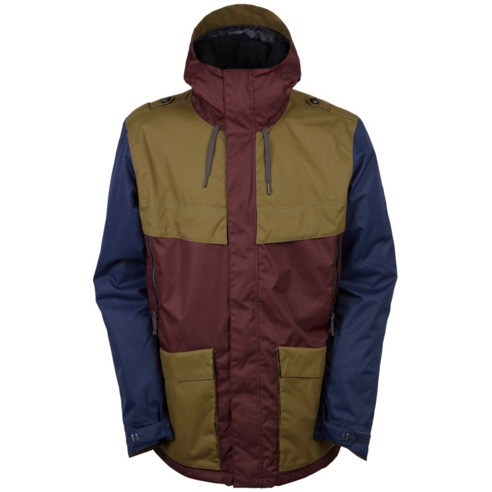 686 Parklan Field Mens Insulated Snowboard Jacket, Black Ruby Colorblock, 256