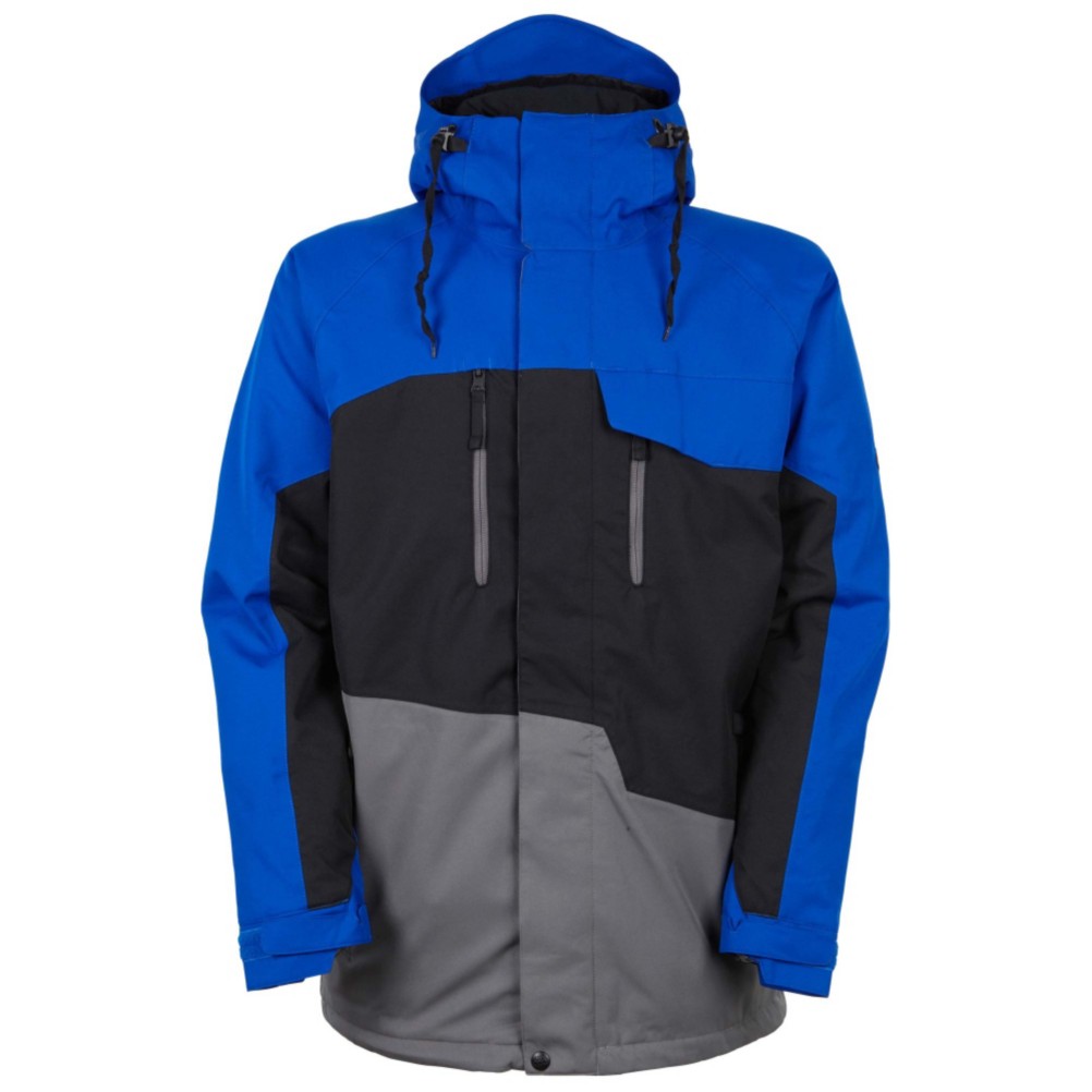 686 Authentic Geo Mens Insulated Snowboard Jacket, Cobalt Colorblock, 256