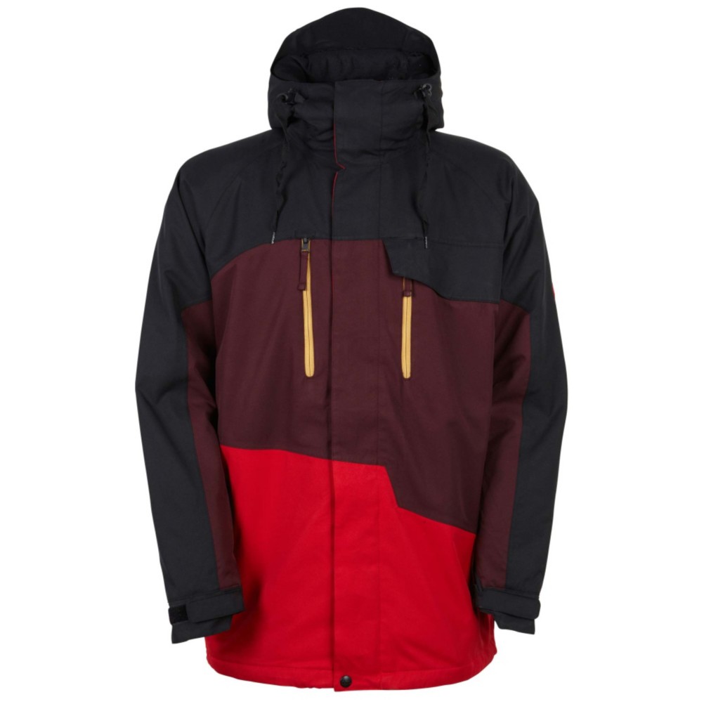 686 Authentic Geo Mens Insulated Snowboard Jacket, Red Colorblock, 256