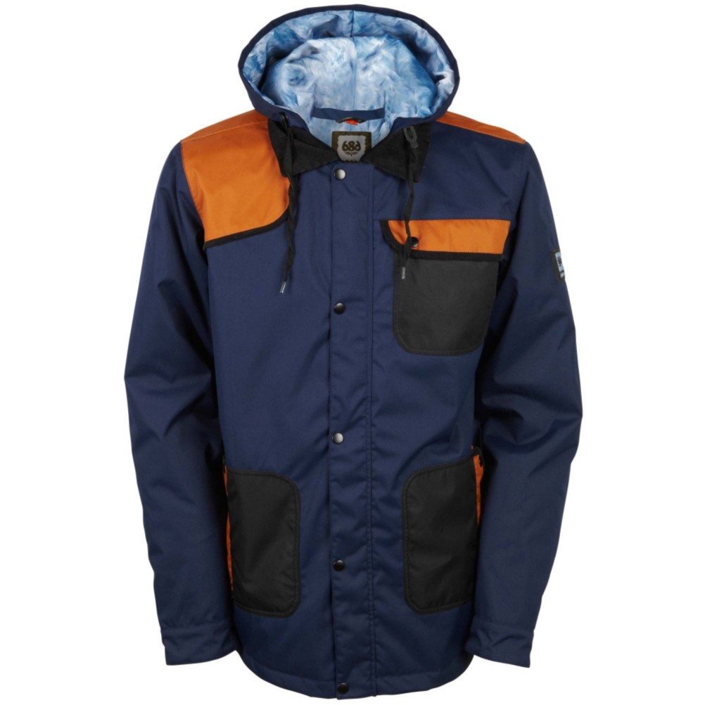 686 Forest Bailey Cosmic Happy Mens Insulated Snowboard Jacket, Midnight Blue Colorblock, 256
