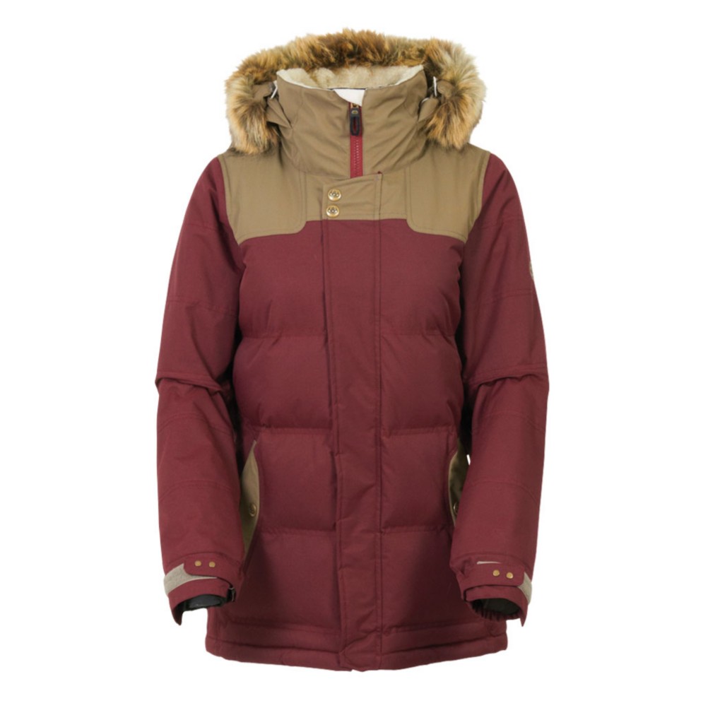 686 Authentic Runway with Faux Fur Womens Insulated Snowboard Jacket, Tobacco Herringbone, 256