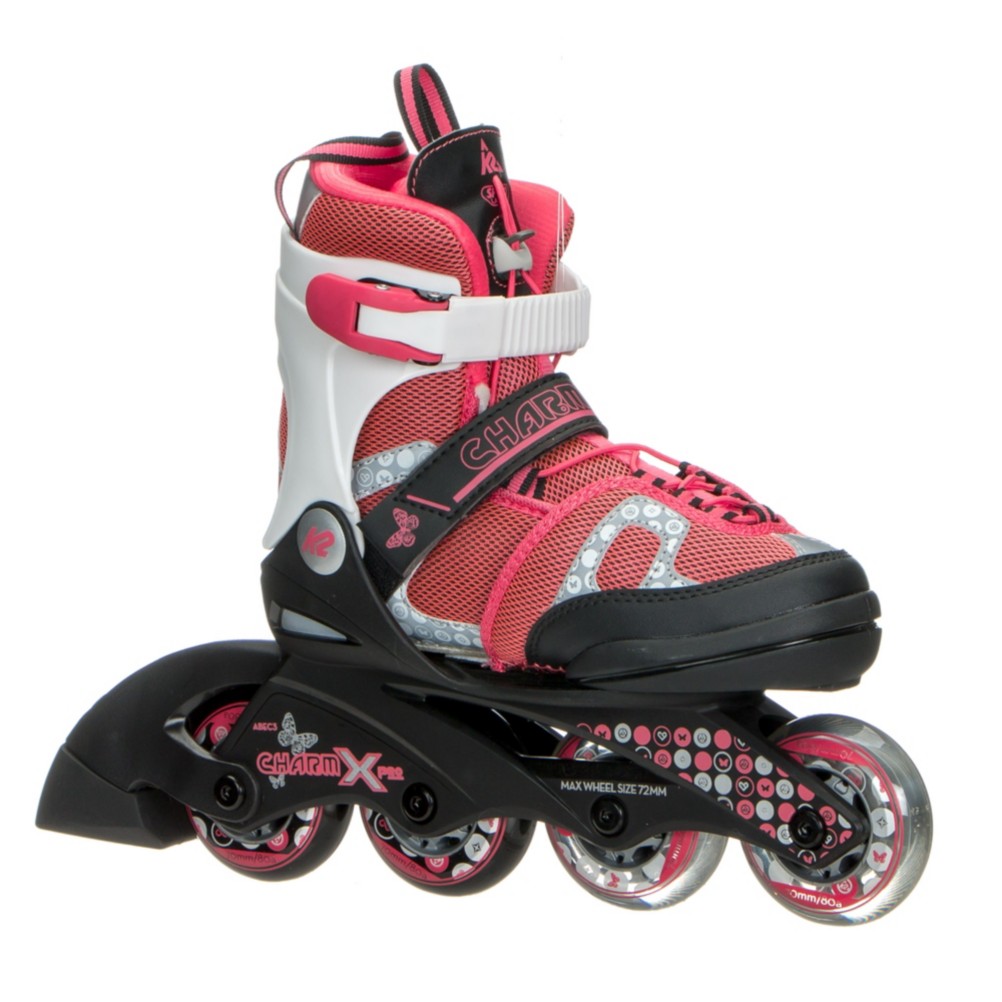 K2 Charm X Pro Adjustable Girls Inline Skates 2017, Black-Pink, 256