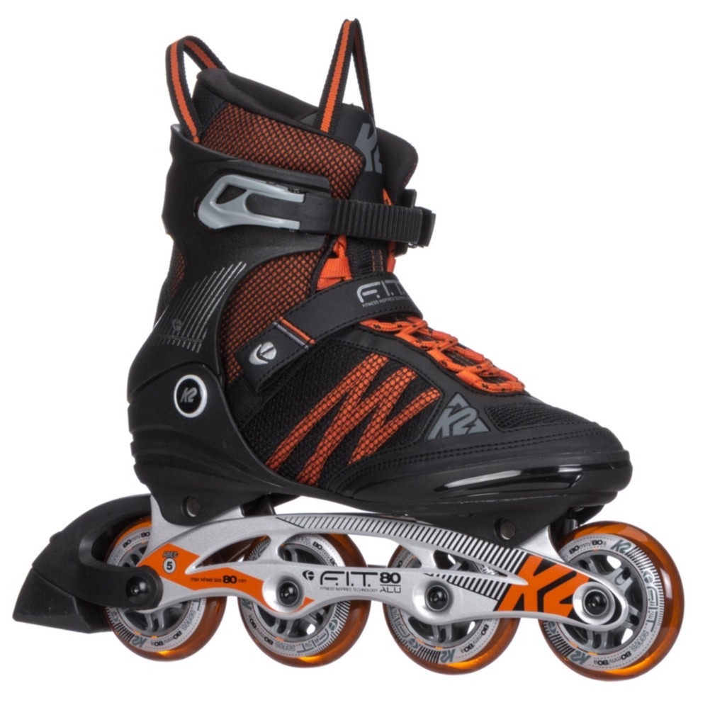 K2 F.I.T. 80 ALU Inline Skates 2017, Black-Orange, 256