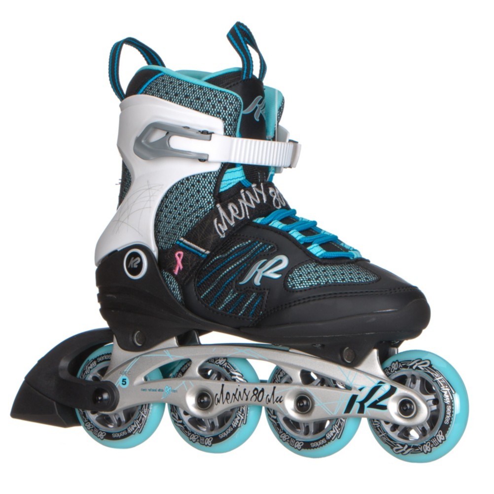 K2 Alexis 80 ALU Womens Inline Skates 2017, Black-White-Blue, 256