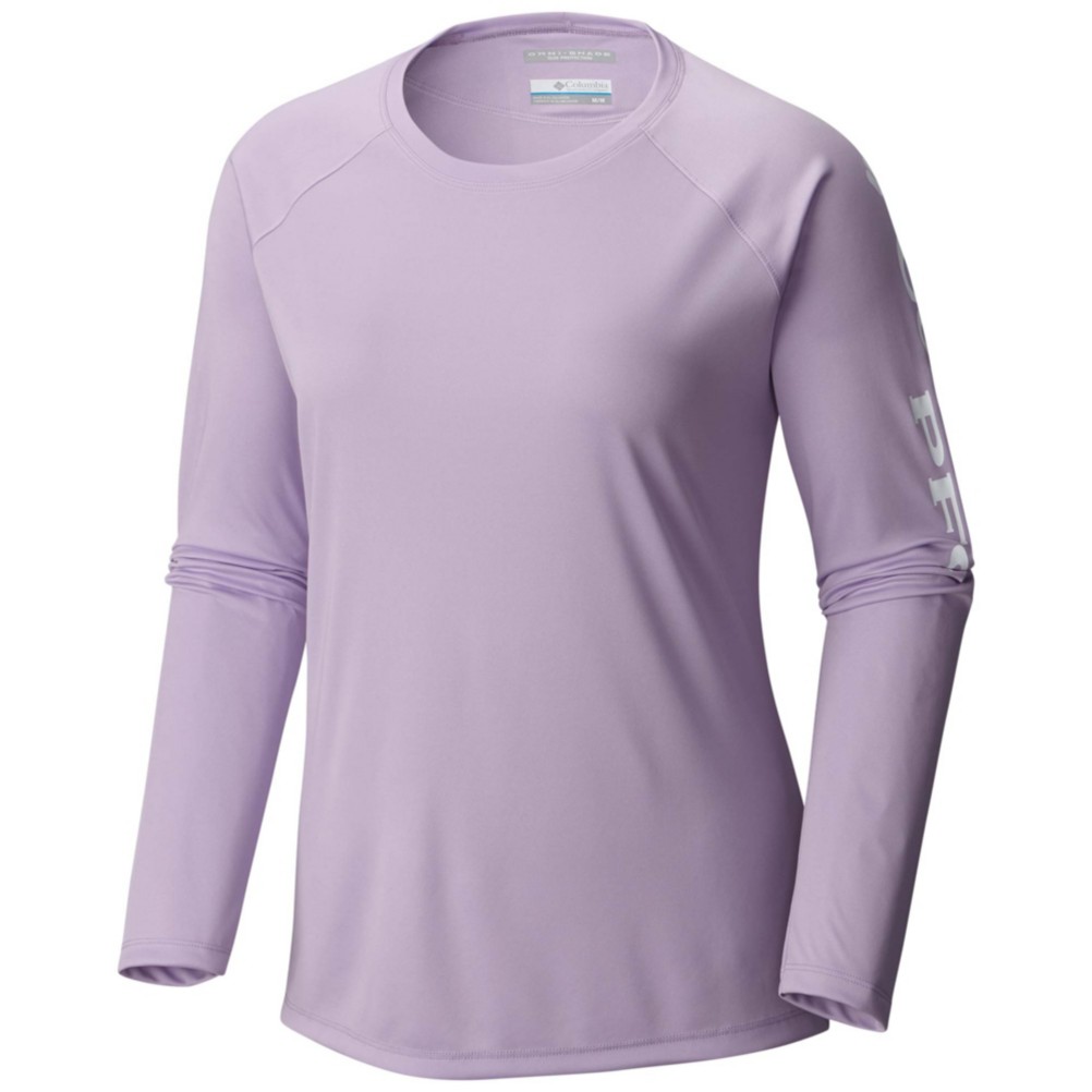 Columbia PFG Tidal Tee II Long Sleeve Womens Shirt, Phantom Purple-White, 256