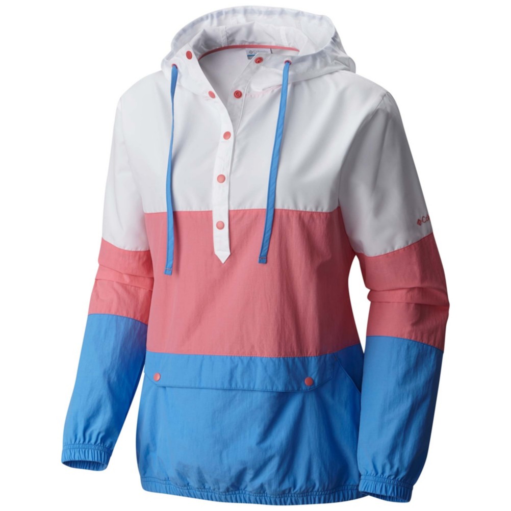 Columbia PFG Harborside Windbreaker Womens Jacket, Lollipop-White-Harbor Blue, 256
